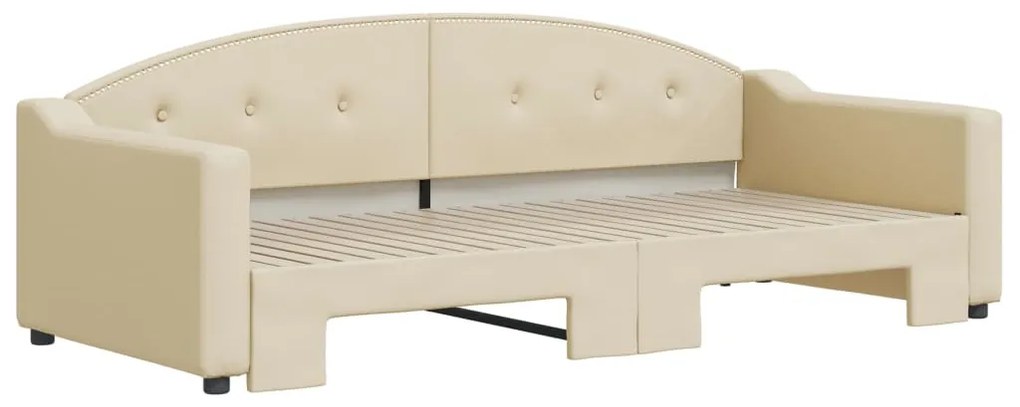 Sofá-cama com gavetão 90x200 cm tecido cor creme