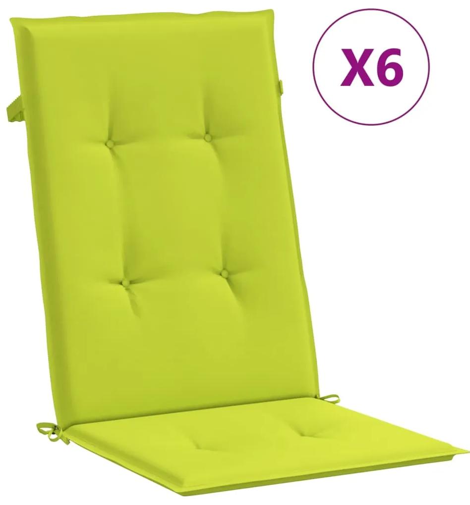 314121 vidaXL Almofadões p/ cadeiras de jardim 6 pcs 120x50x3cm verde-claro