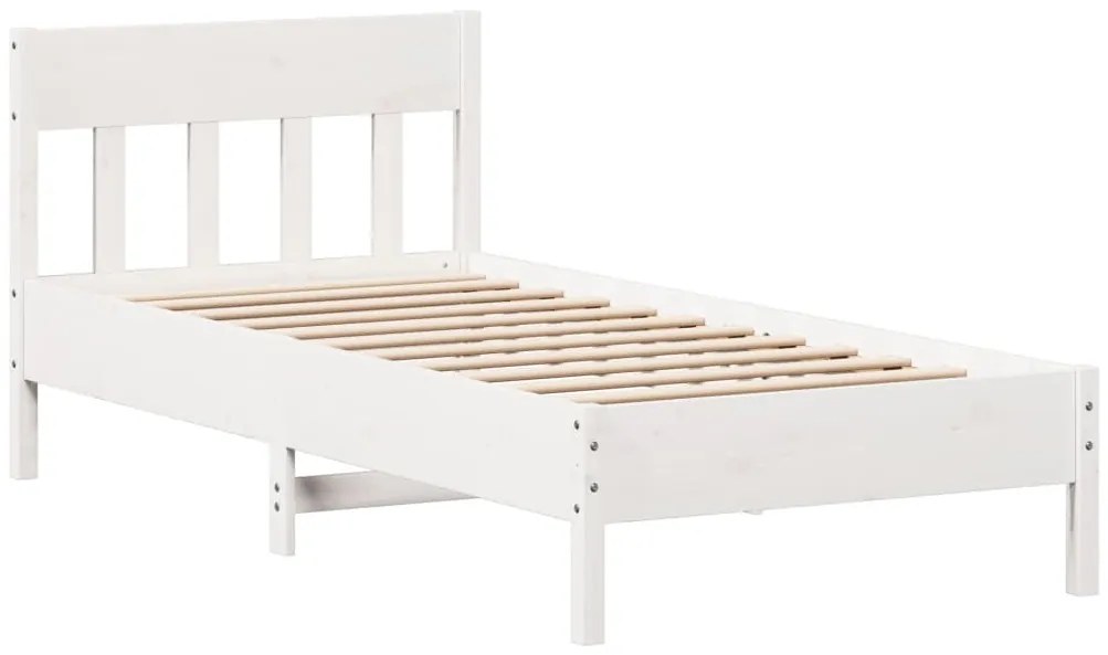 Cama sem colchão 90x200 cm madeira de pinho maciça branco