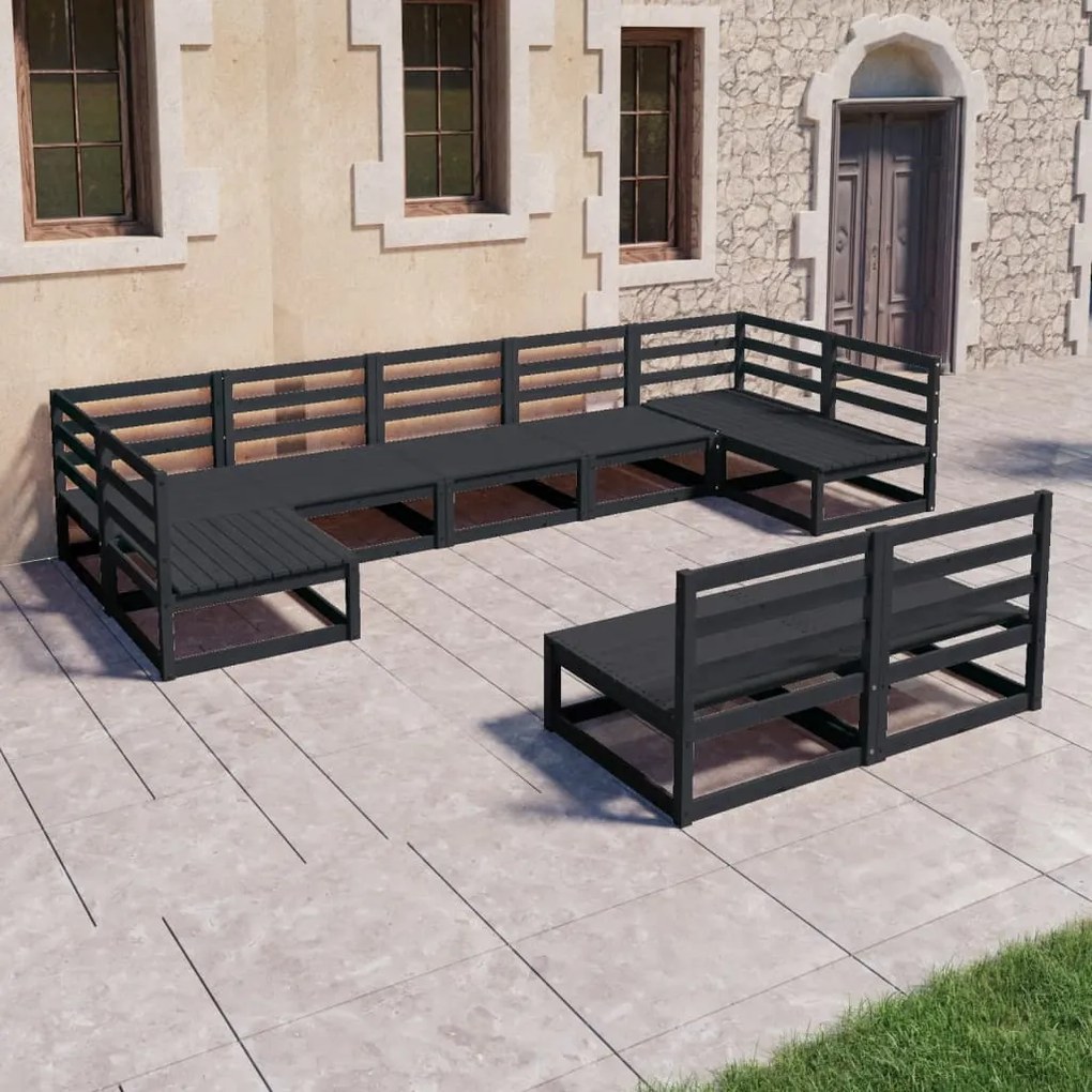 3076163 vidaXL 9 pcs conjunto lounge de jardim pinho maciço