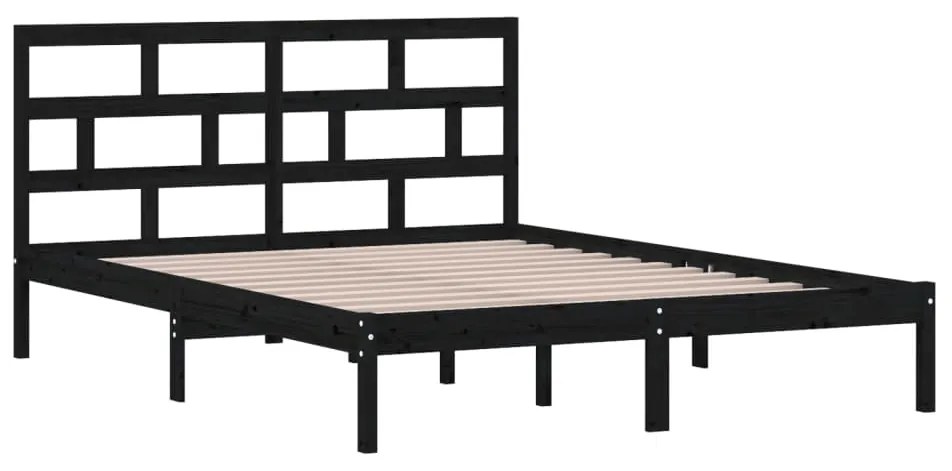 Estrutura de cama king 150x200 cm madeira maciça preto