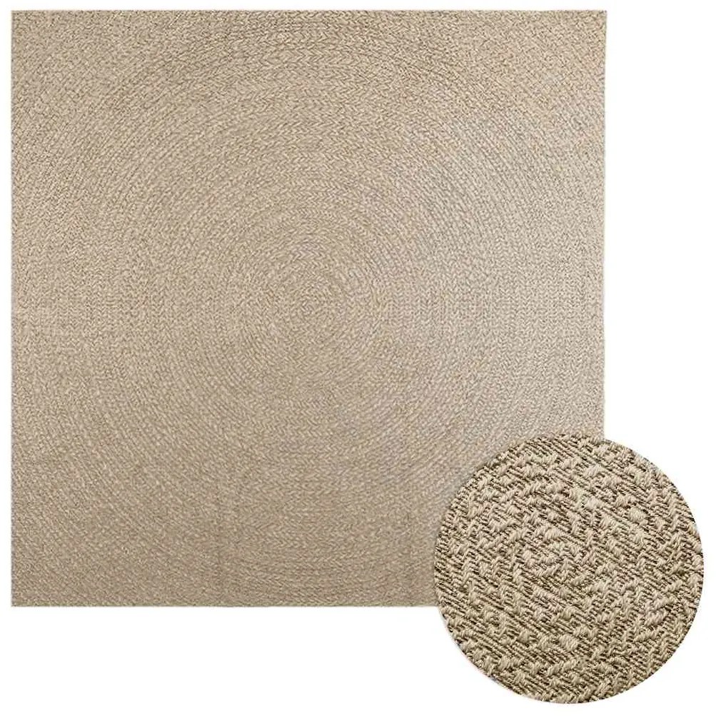 vidaXL Tapete ZIZUR bege 240x240 cm aspeto de juta interior e exterior
