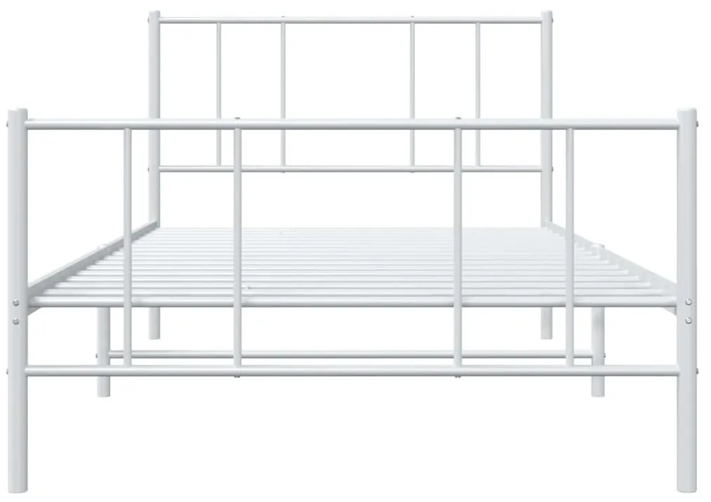 Estrutura de cama com cabeceira e pés 90x200 cm metal branco