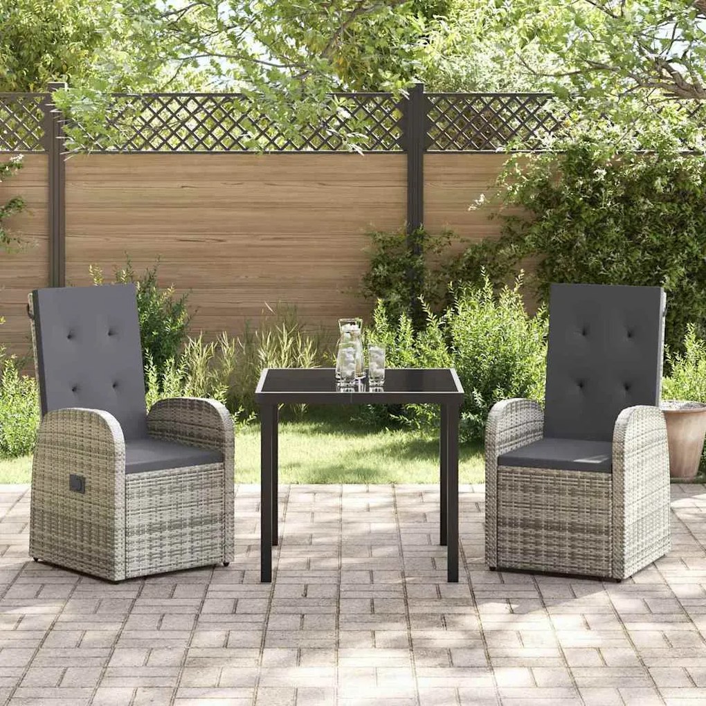 Conjunto de Móveis para Exteriores com almofada 3 pcs Cinzento
