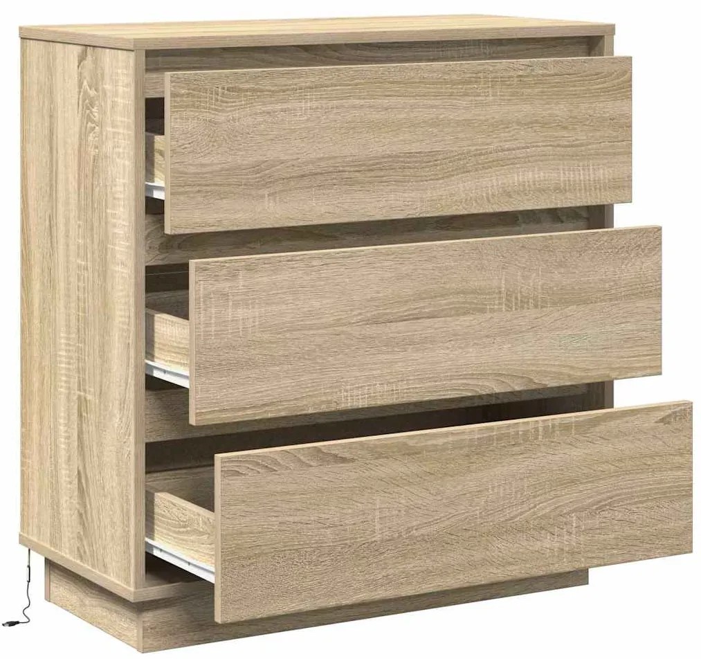Cômoda com LED vidaXL Carvalho Sonoma 71x34,5x75 cm Madeira Engenharia
