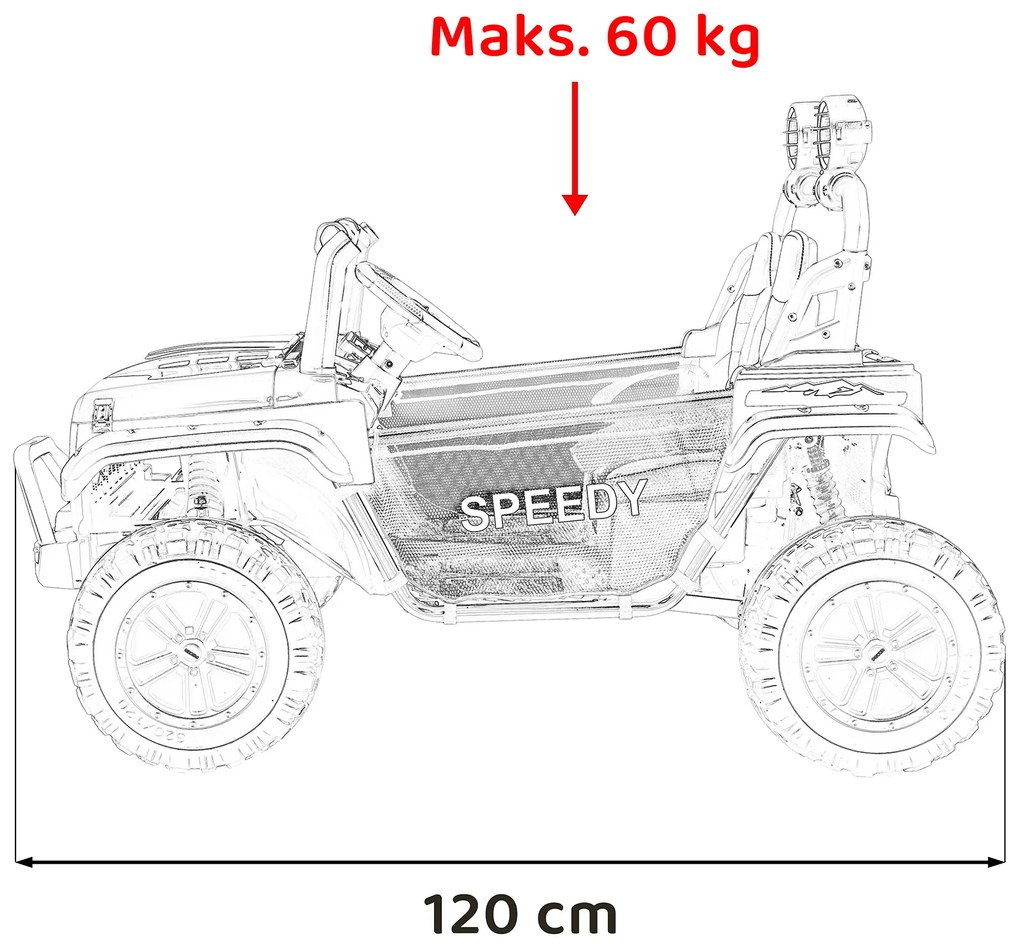 Jipe elétrico para Crianças 2 Lugares 24V 4x4 PASSION 4x4 Off-Road Rodas Espuma EVA, Assento couro ecológico Branco