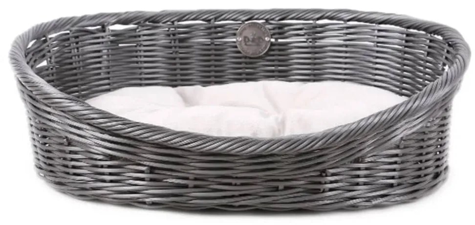 427115 D&D Cama rústica para animais com almofadão XL vime cinzento