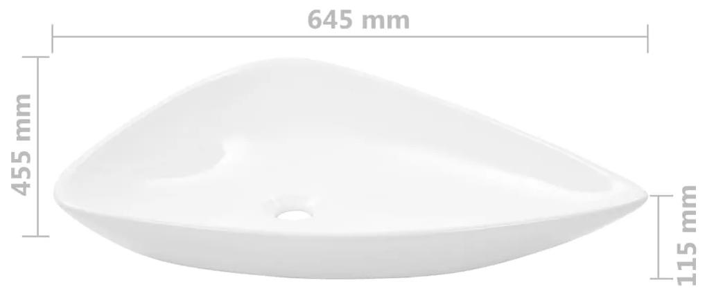 Lavatório em cerâmica 645x455x115 mm branco triangular