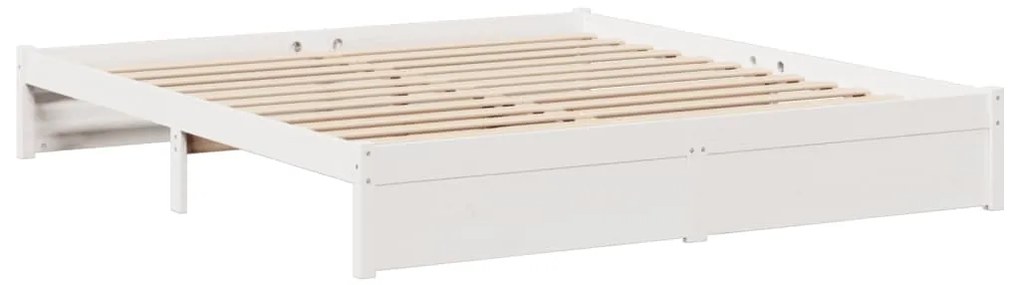 Cama com estante sem colchão 200x200 cm pinho maciço branco
