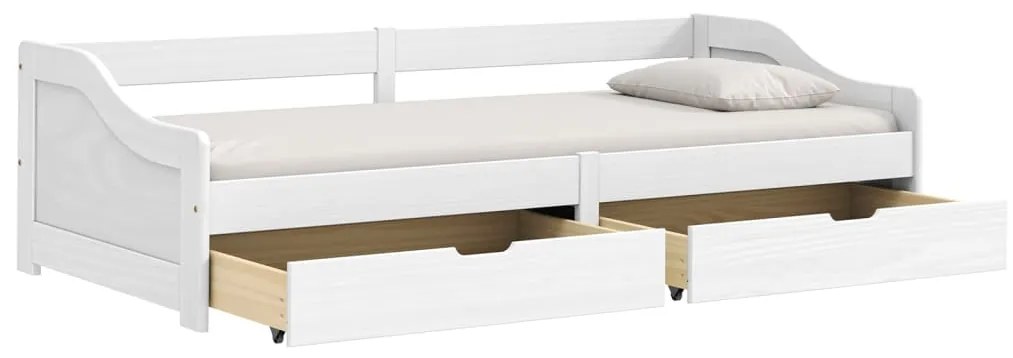 Sofá-cama com 2 gavetas 90x200 cm madeira de pinho maciça IRUN