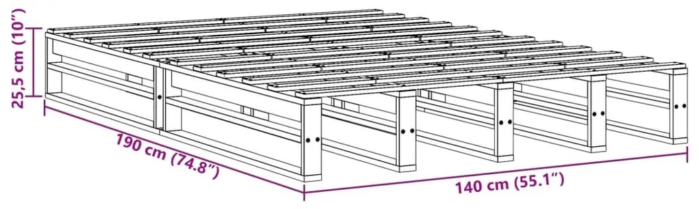 Cama sem colchão 140x190 cm madeira de pinho maciça branco