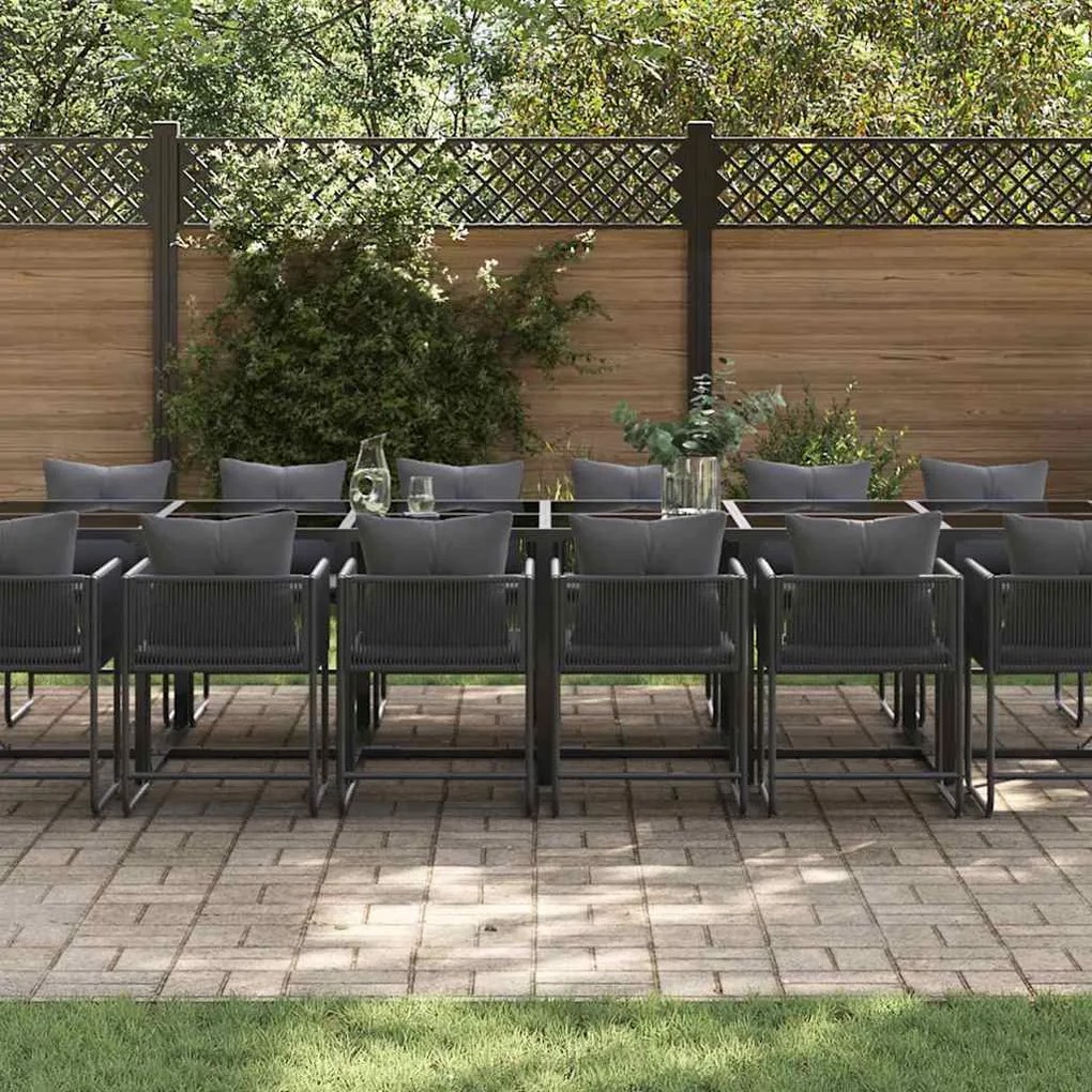 Conjunto de Jantar de Jardim de 22 Peças vidaXL com Almofadas em Aço e