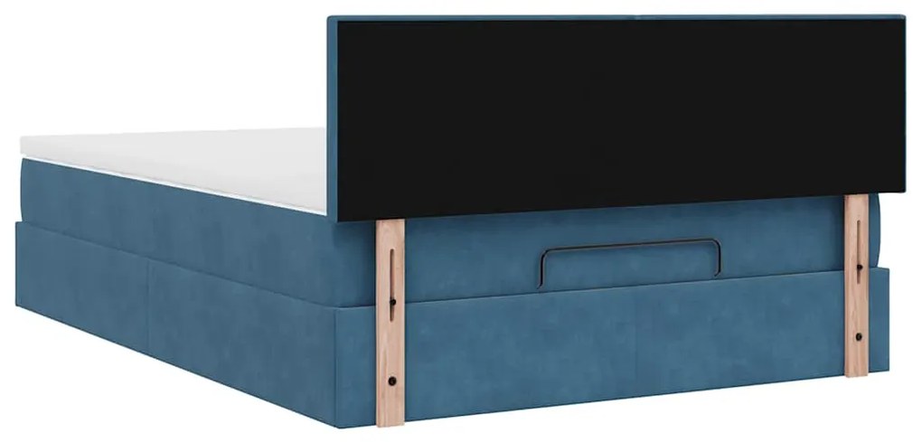 Estrutura de cama otomana com colchão 140x190cm azul escuro