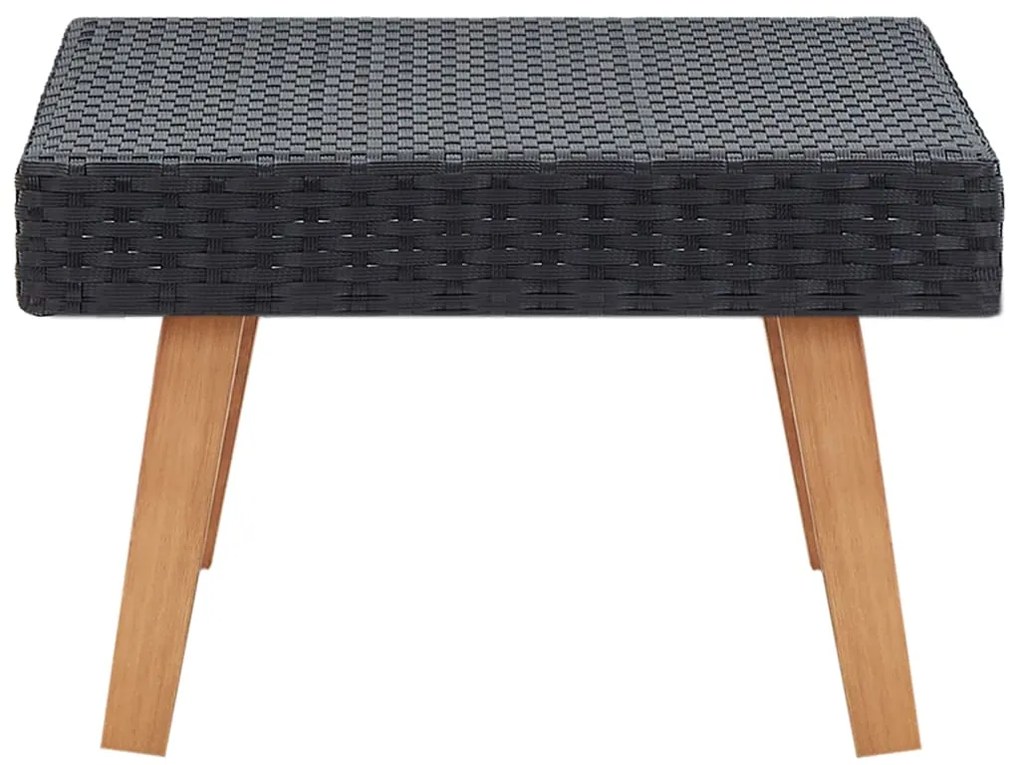 Mesa de centro para jardim vime PE preto