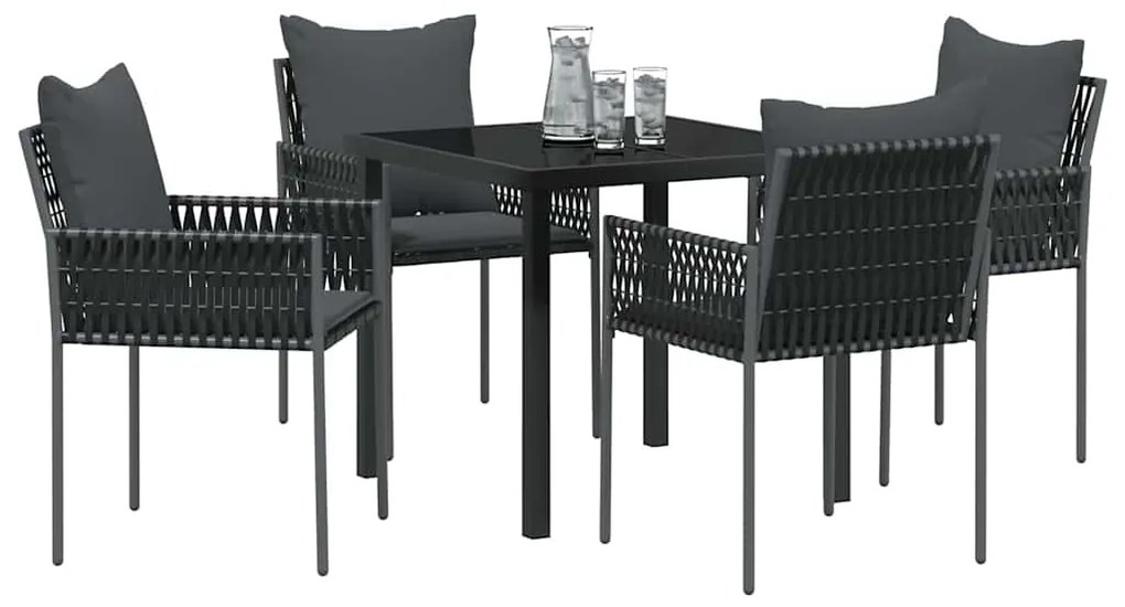 Conjunto de Jantar de Jardim 5 Peças com Almofadas e Cadeiras de Poli