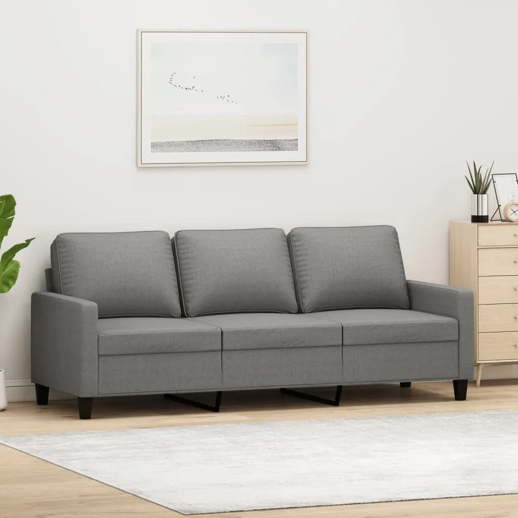 vidaXL Sofá de 3 lugares 180 cm tecido cinza-escuro