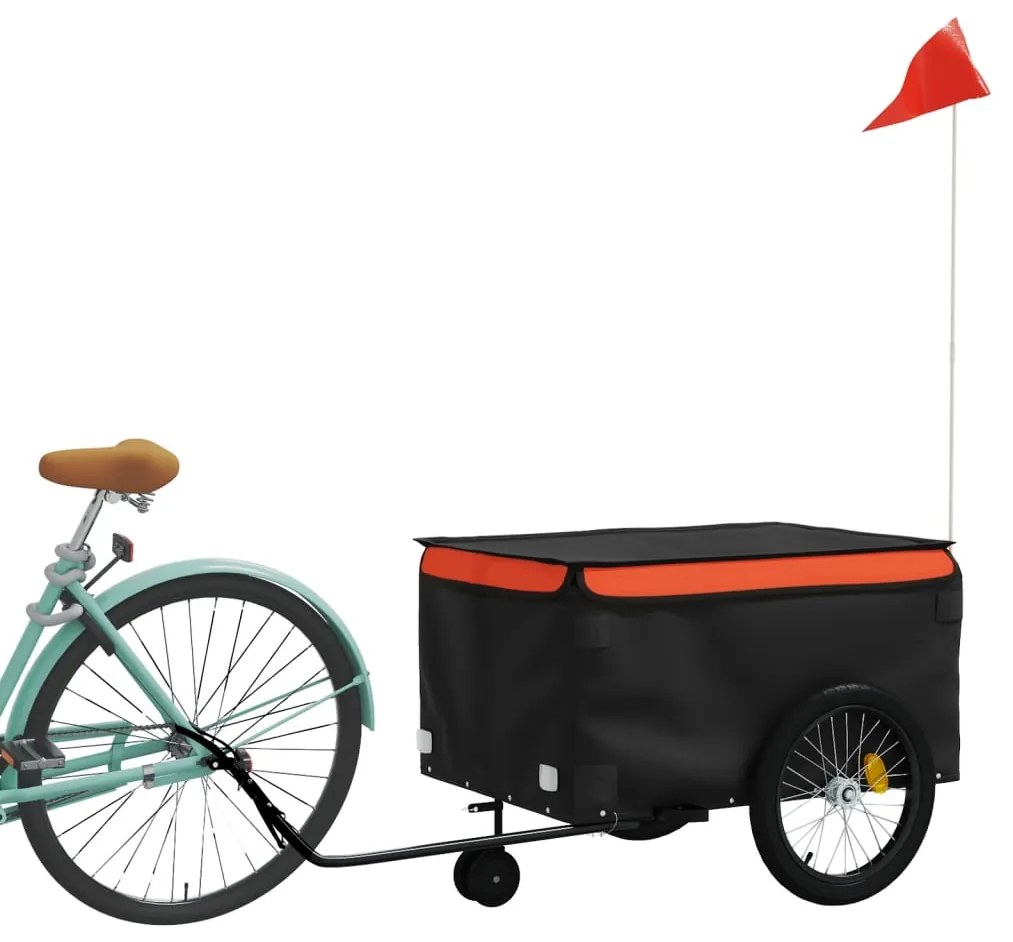 Reboque para bicicleta 45 kg ferro preto e laranja