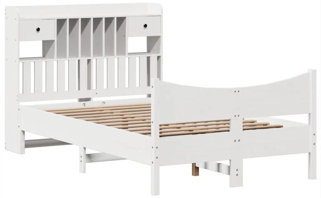 Cama sem colchão 135x190 cm madeira de pinho maciça branco