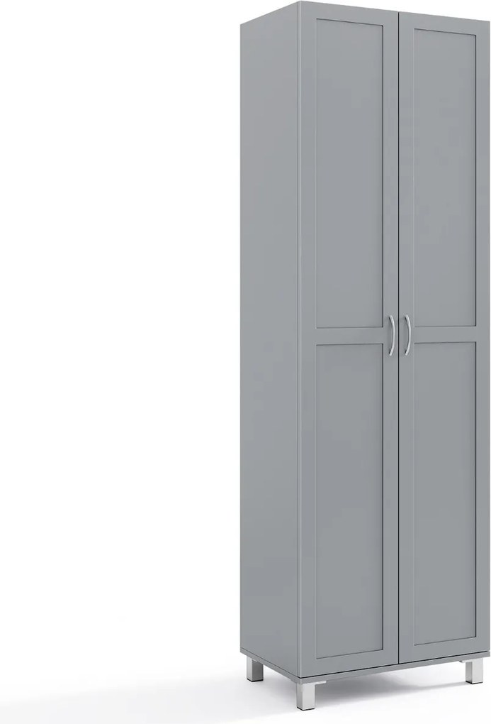 Armário alto de arrumação 61 x 39 x 187 cm com porta dupla, prateleiras ajustáveis e design anti-tombamento para cozinha, sala de estar e quarto – cin