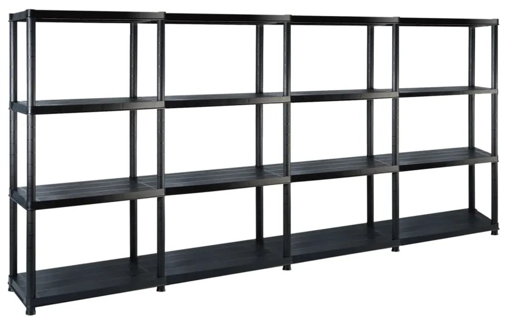 Unidade com 4 prateleiras 244x30,5x130 cm plástico preto