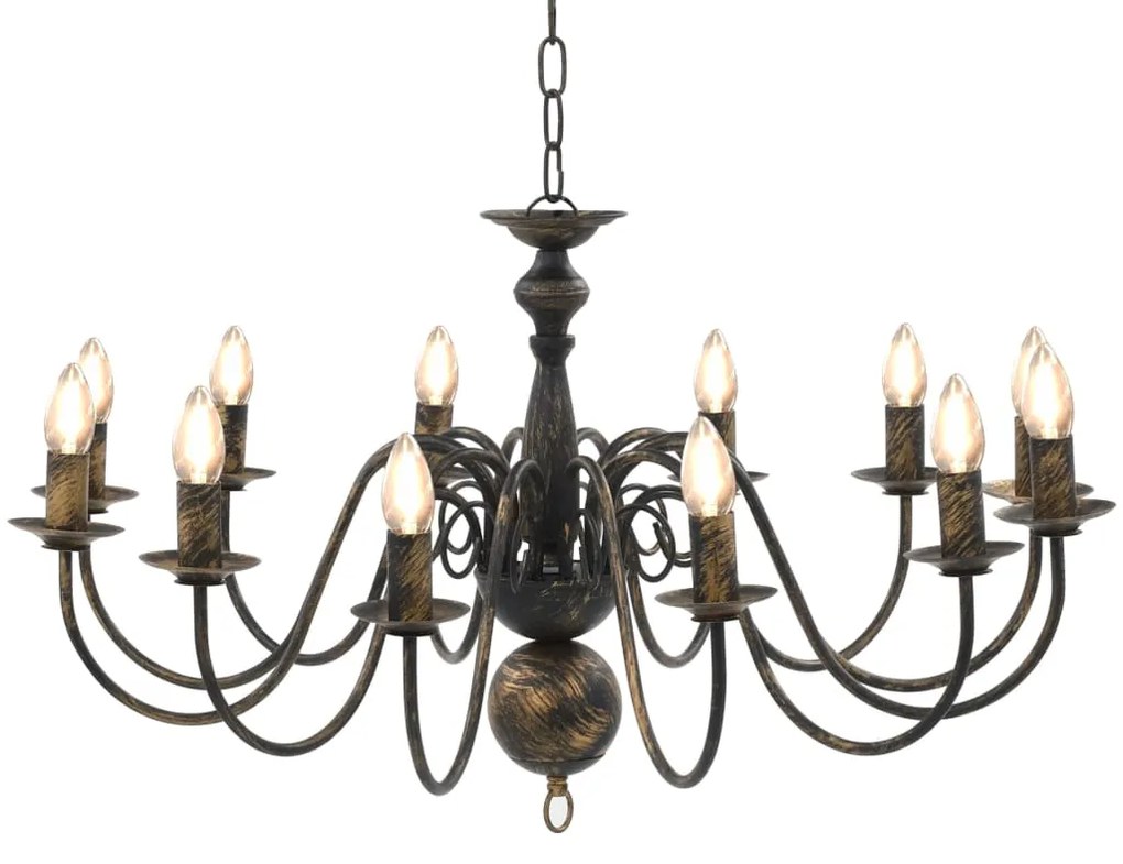 vidaXL Lustre antigo de 12 lâmpadas E14 preto