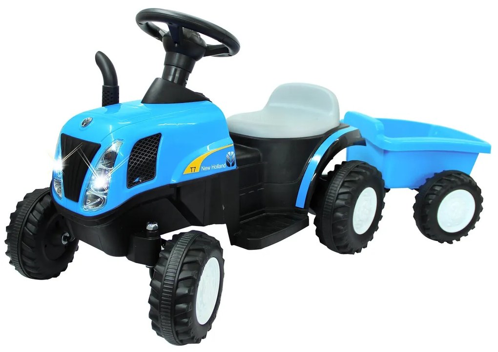 Tractor elétrico infantil New Holland Com Reboque 6V Azul