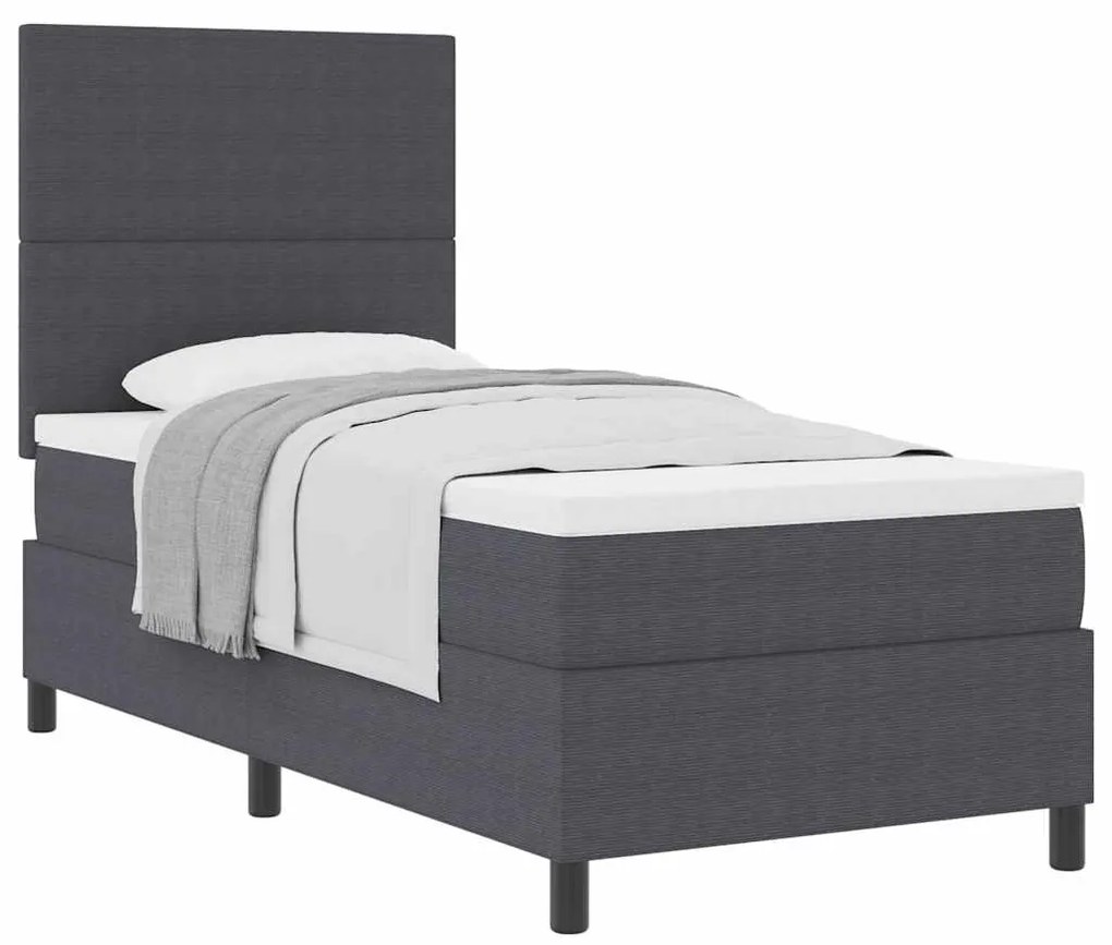 Cama Box Spring com Colchão Cinza Escuro 80x200 cm Tecido de Veludo Co