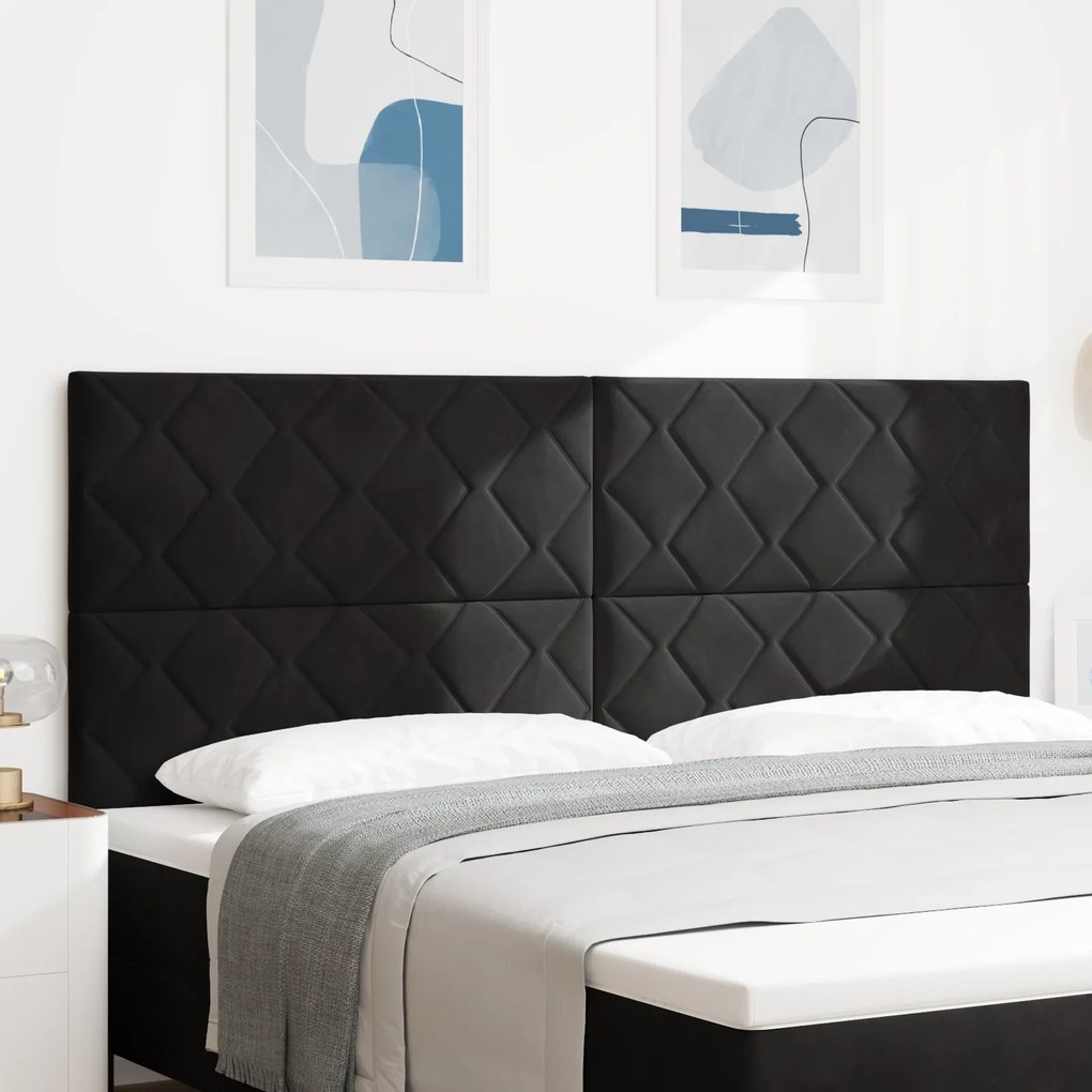 Cabeceira LED vidaXL - Design em Blocos de Diamante Pretos - 200 cm - Veludo
