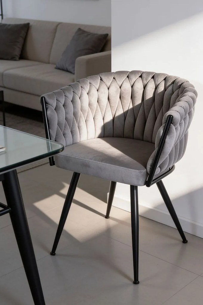 Cadeira Widny Black Veludo - Cinza escuro