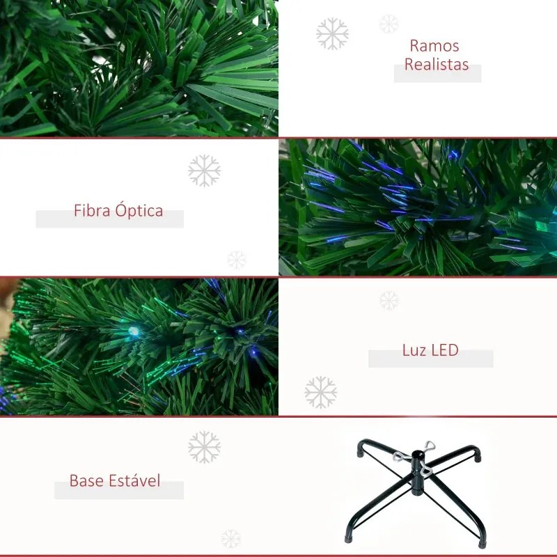 Árvore de Natal com 16 Luzes LED e Fibra Óptica - 120 cm