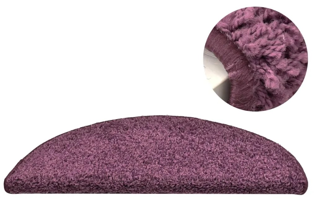 Tapete/carpete para degraus 15 pcs 56x17x3 cm roxo-escuro