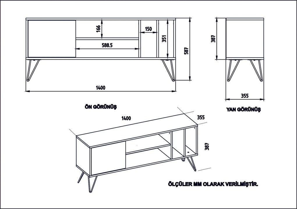 Móvel TV Mistico – Nogueira – 140 cm x 58,7 cm x 35,5 cm