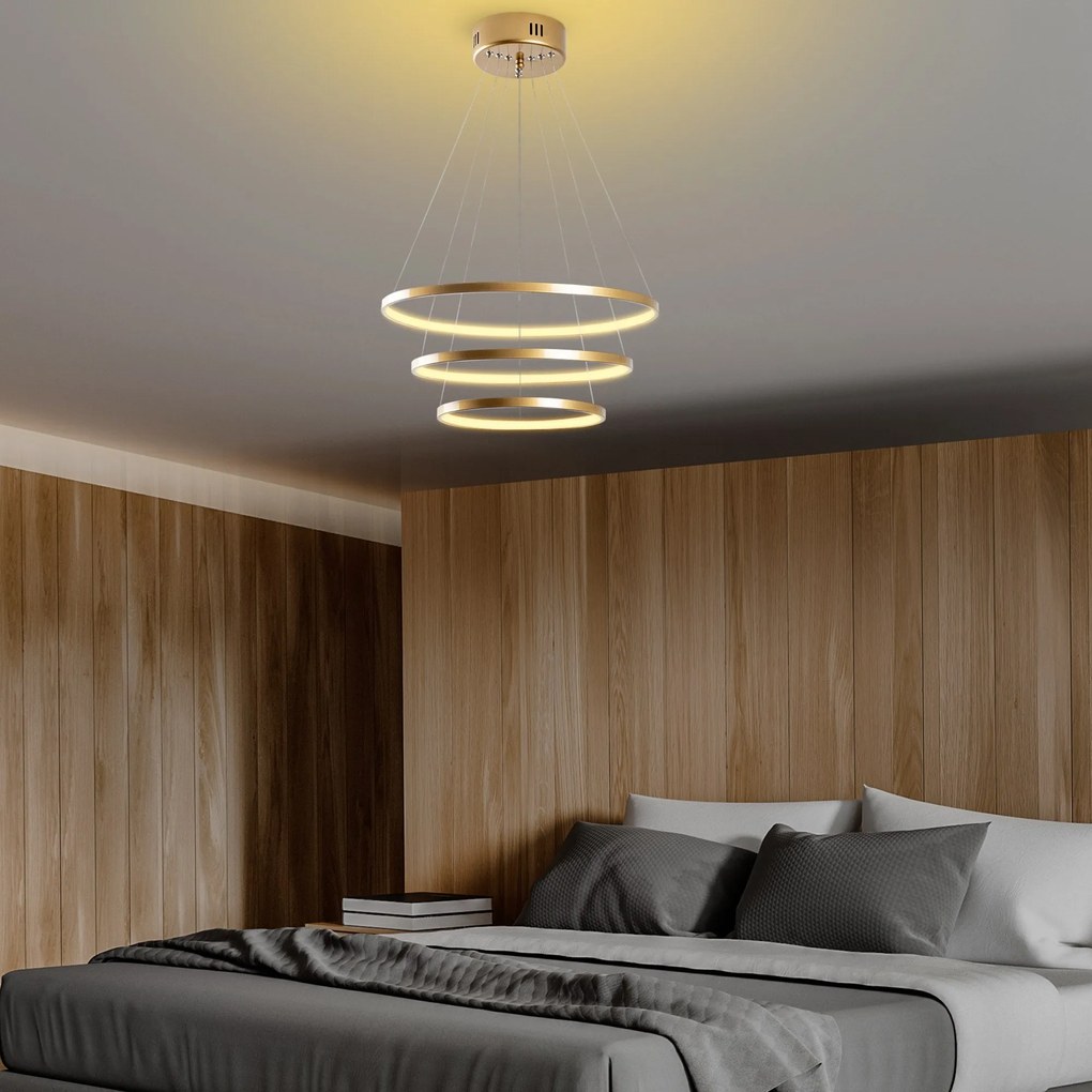 Candeeiro de Teto LED "Simit" Regulável – Dourado – 50x50x80 cm – Desi