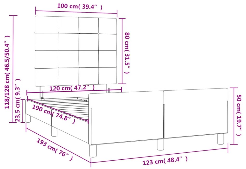 Estrutura de cama sem colchão 120x190 cm Veludo cinza escuro