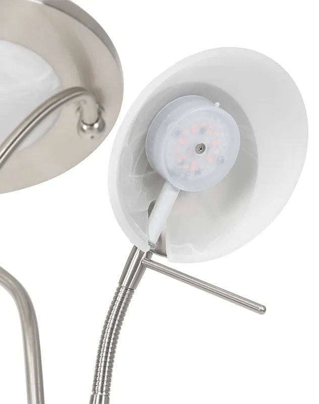 Candeeiro de pé em aço com LED e dimmer com luz de leitura - Empoli