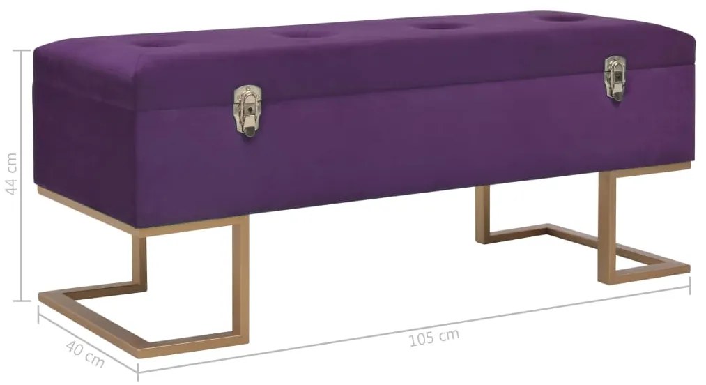 Banco com compartimento de arrumação 105 cm veludo roxo