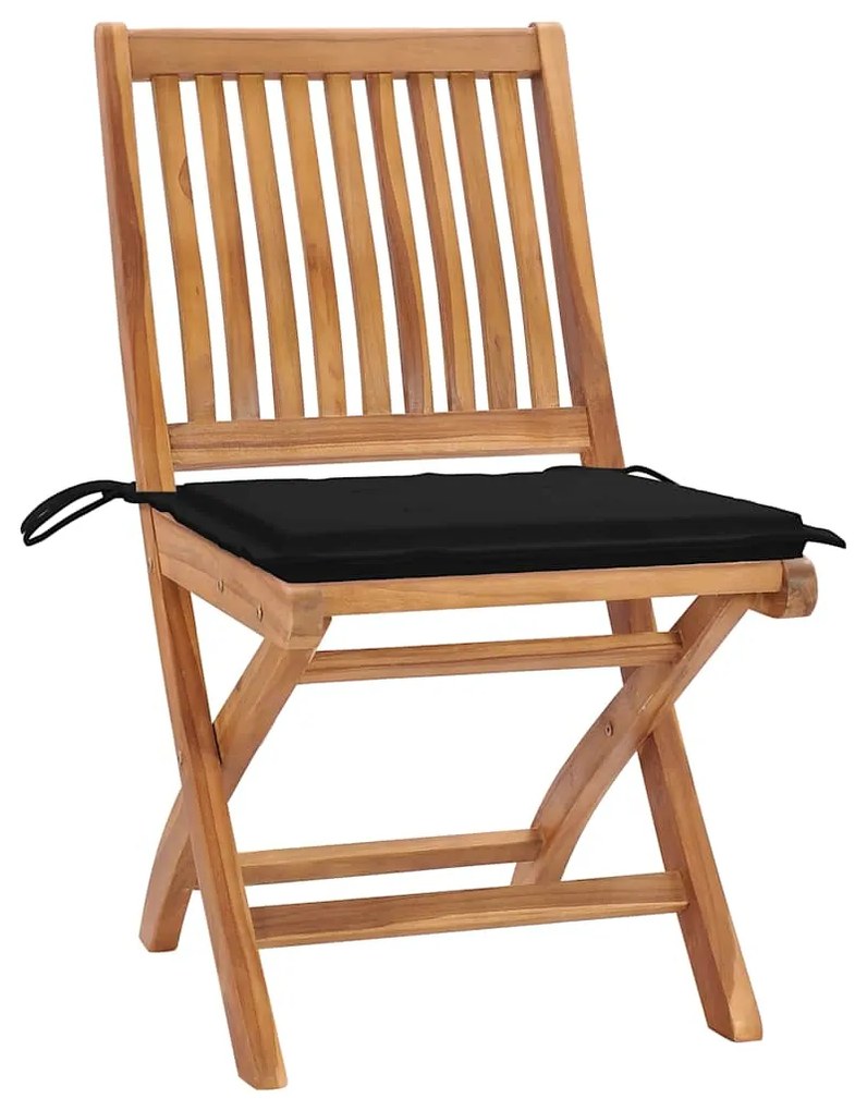 Cadeiras de jardim dobráveis c/ almofadões 4 pcs teca maciça
