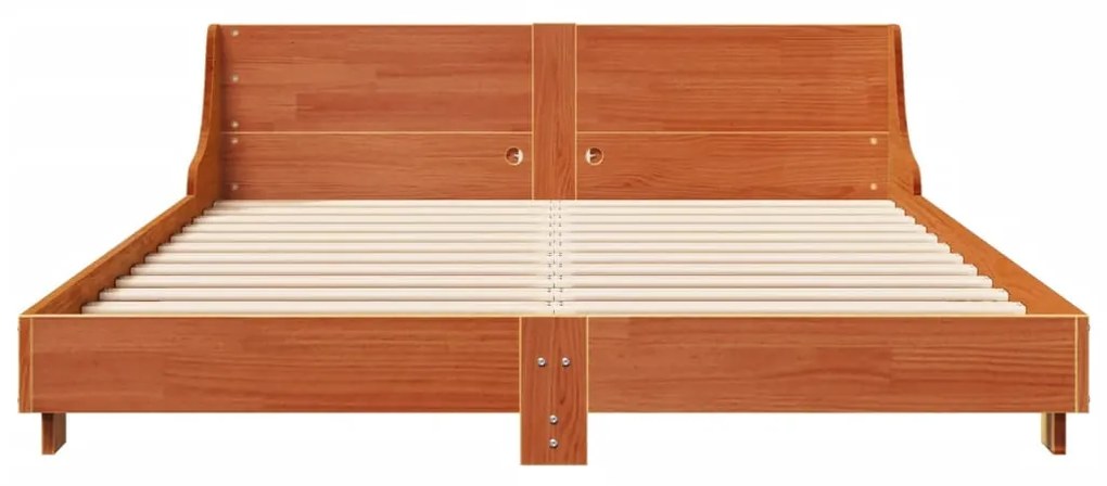 Cama sem colchão 140x190 cm pinho maciço castanho-mel