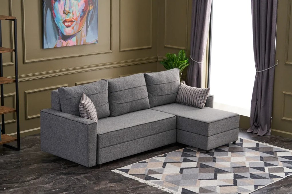 Sofá-Cama de Canto Ece – Cinzento – 242x88x90 cm