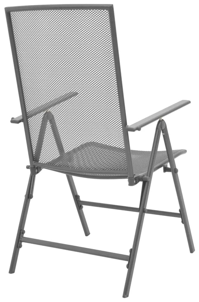 Cadeiras de jardim empilháveis 2 pcs aço cinzento