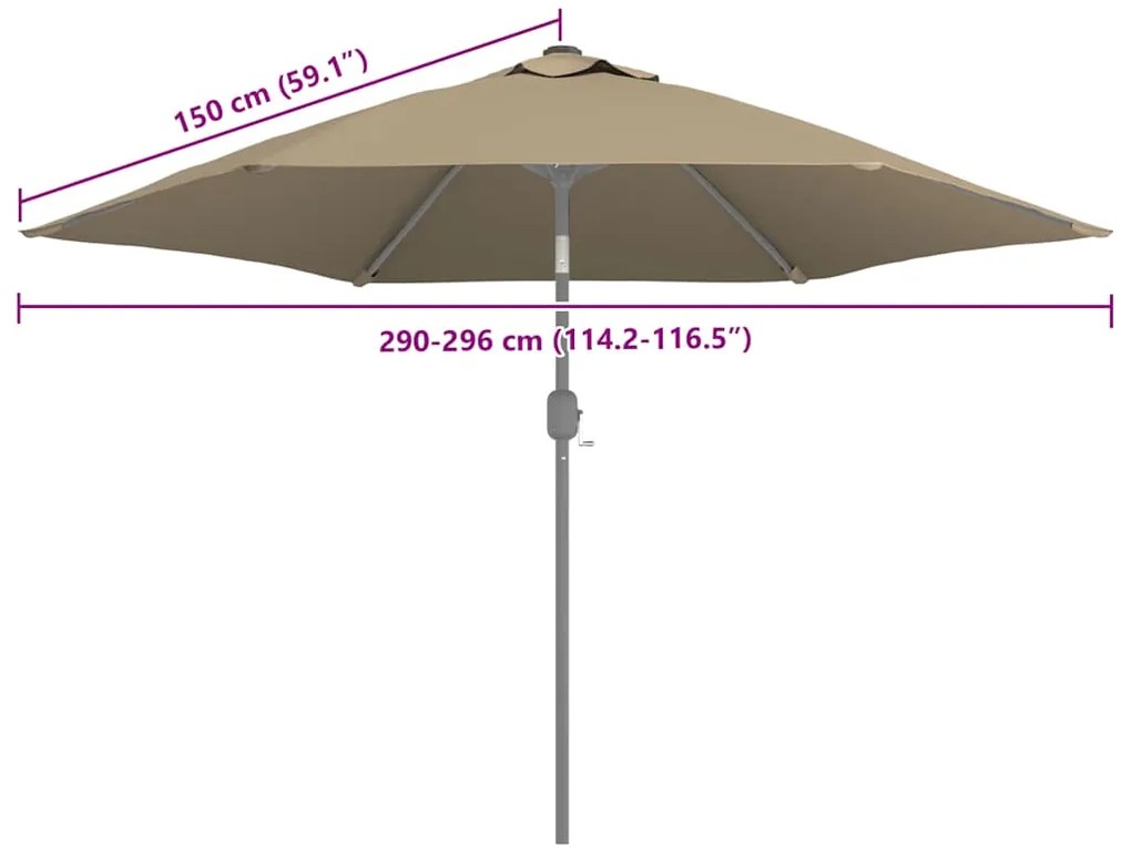 Tecido substituição p/ guarda-sol 300 cm cinzento-acastanhado