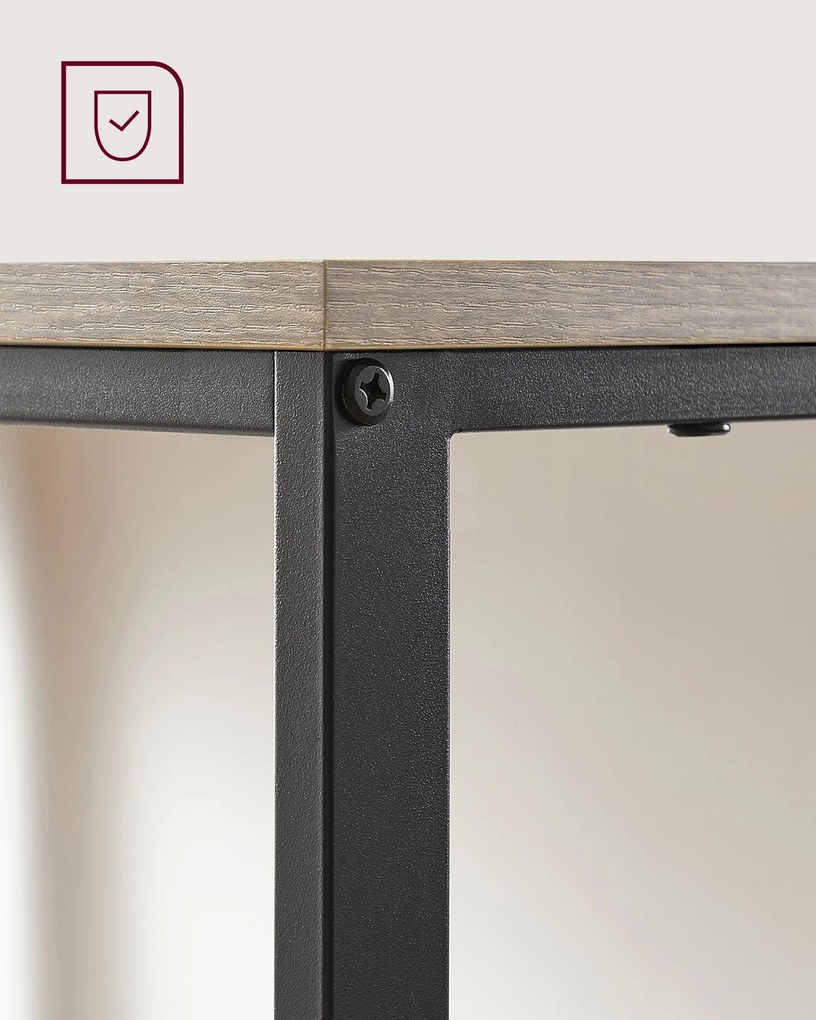 Secretária de escritório de design industrial com 2 prateleiras 50 x 100 x 75 cm greige-preto