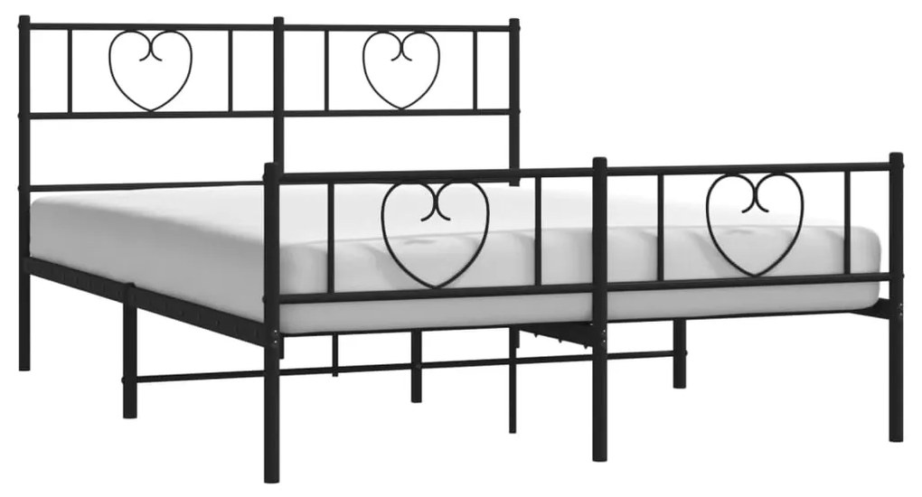 Estrutura de cama com cabeceira e pés 140x190 cm metal preto