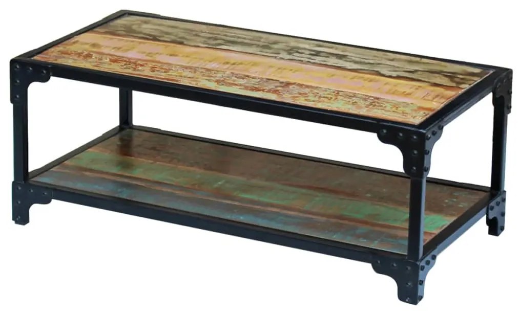 Mesa de centro sólida em madeira reciclada
