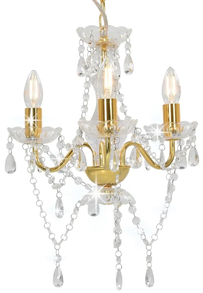Lustre com contas redondo 3 x E14 dourado