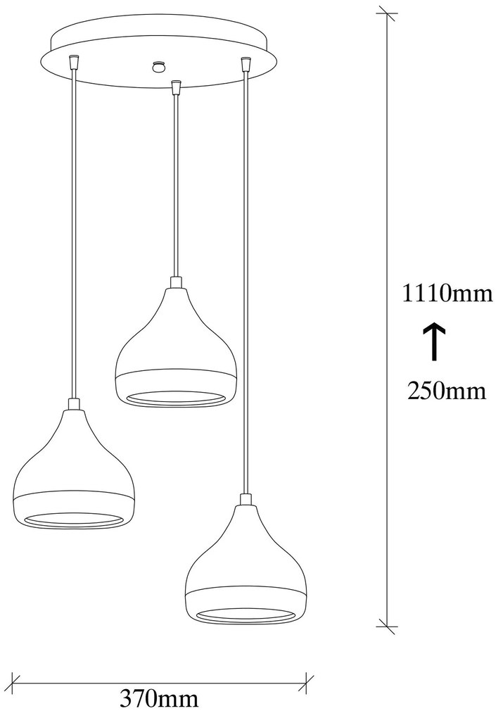 Chandelier Yildo – Branco, Vermelho, Dourado – Diâmetro: 37 cm, Altura