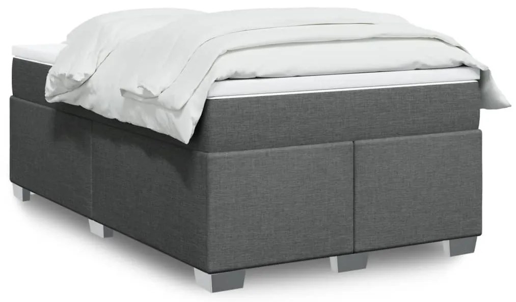 vidaXL Cama com molas/colchão 120x200 cm tecido cinzento-escuro