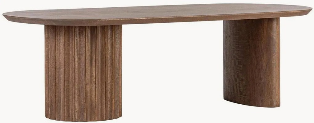 Mesa de centro oval em madeira de manga com pernas caneladas Orissa