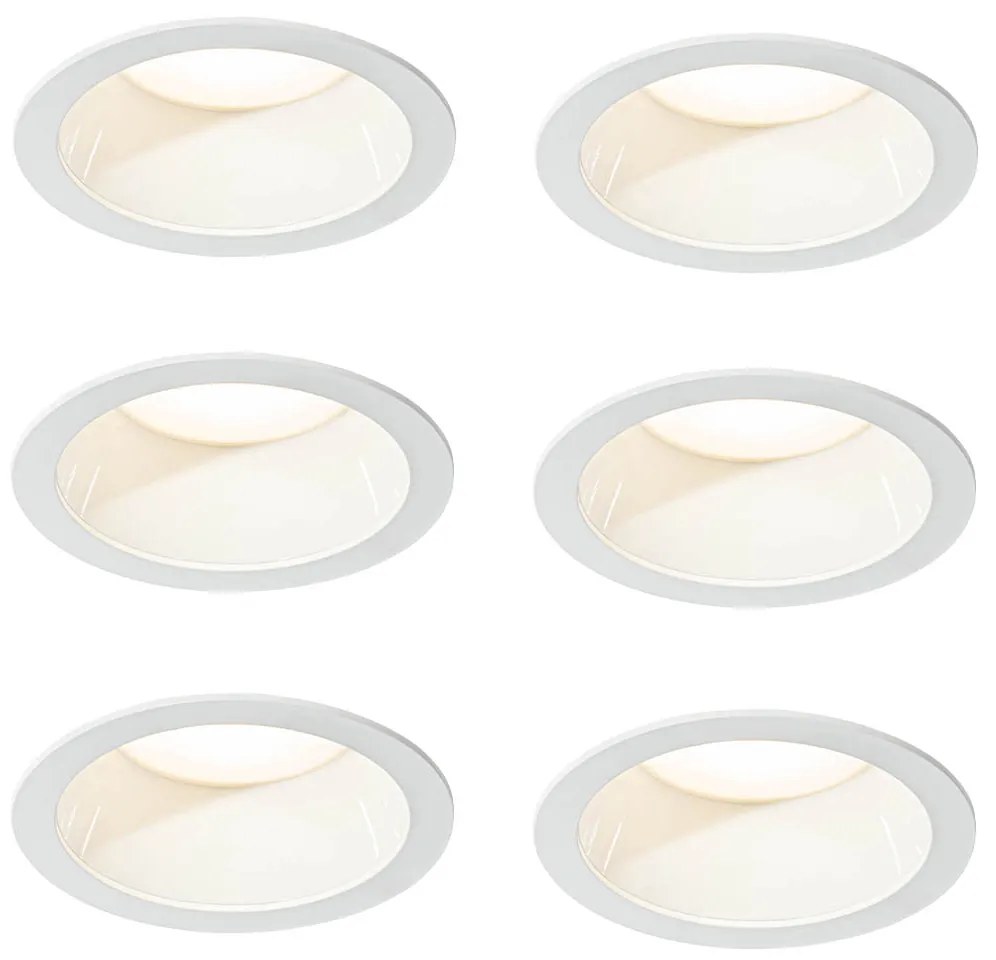 Conjunto de 6 focos embutidos brancos incluindo LED 3000K-5000K - Elias