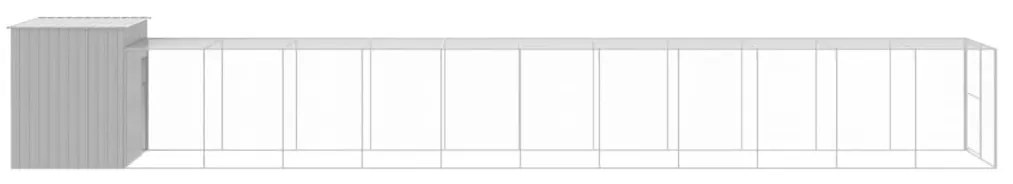 Casota cães c/ parque 214x1273x181 cm aço galvaniz. cinza-claro